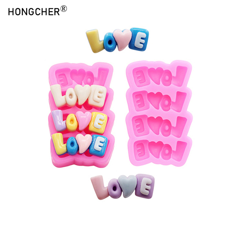Resin Art Alphabet - แม่พิมพ์ซิลิโคนรูปตัวอักษร LOVE สำหรับทำเคสมือถือ DIY เครื่องประดับผม เครื่องประดับเรซิ่น