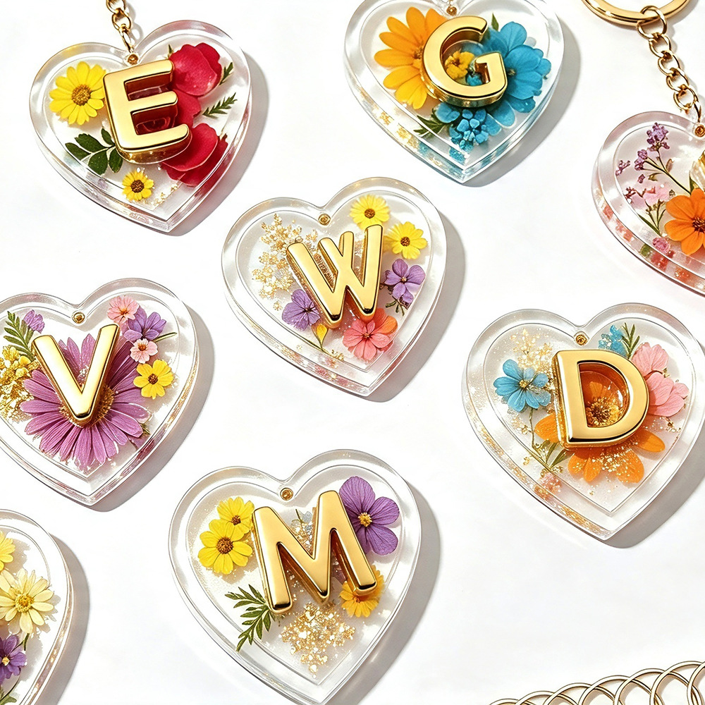 Resin Art Alphabet - แม่พิมพ์ซิลิโคนรูปตัวอักษร 26 ตัวและรูปหัวใจสำหรับเรซินอีพ็อกซี่ DIY ทำจี้ชื่อส่วนตัว พวงกุญแจ